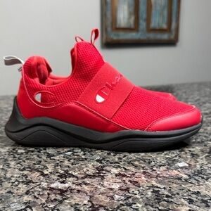 Champion Red and Black slip on Athletic Shoes EUC 9.5